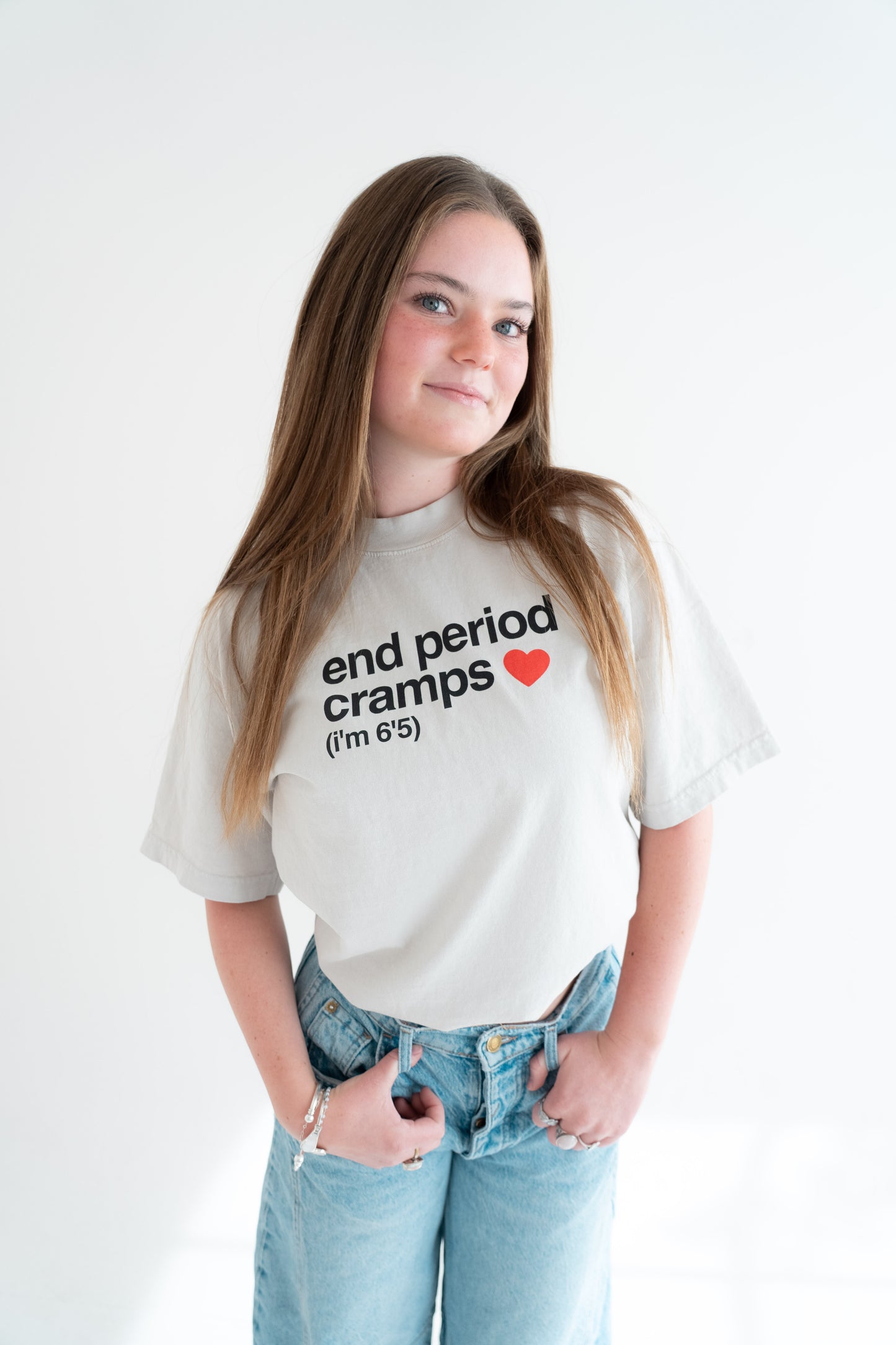 end period cramps cement tee (red heart)