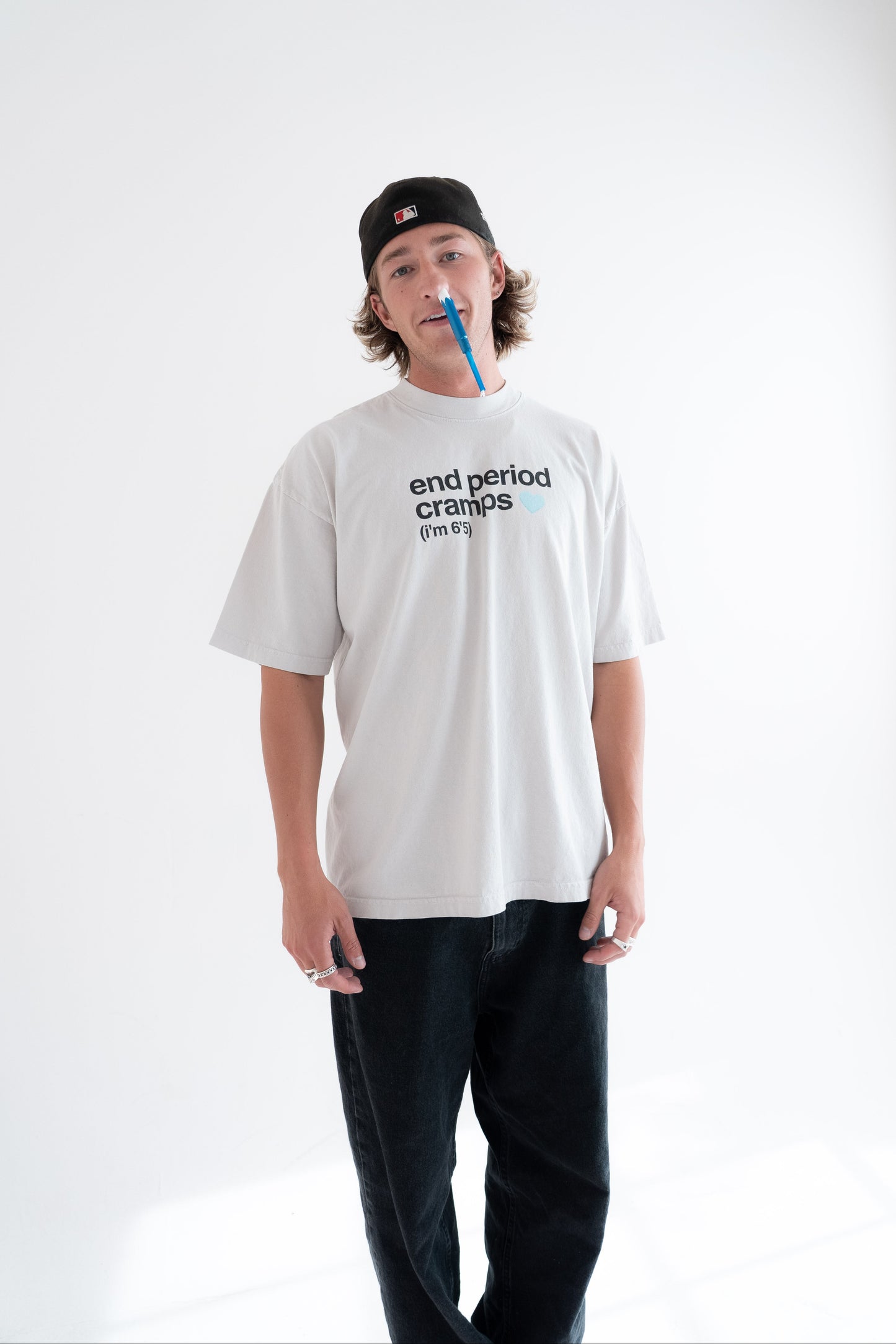 end period cramps cement tee (blue heart)