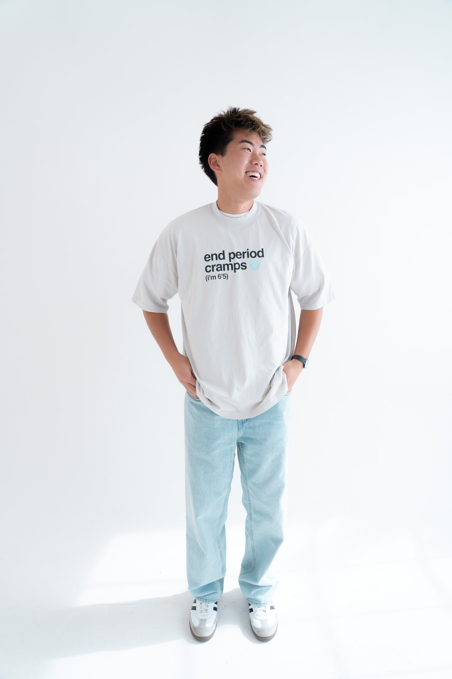 end period cramps cement tee (blue heart)