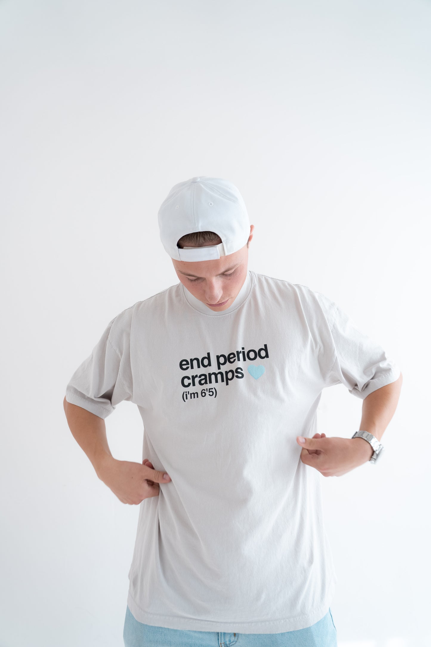 end period cramps cement tee (blue heart)