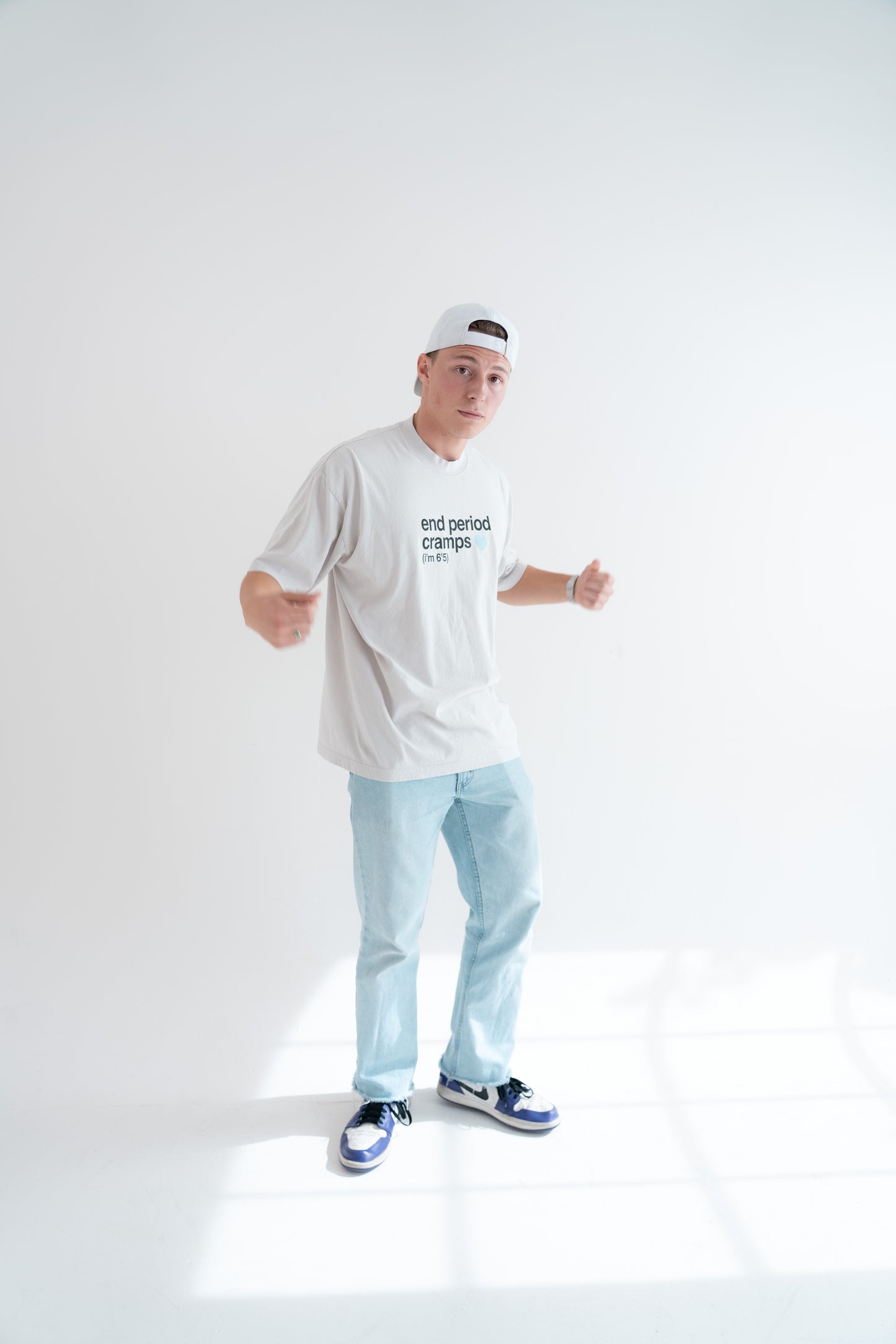 end period cramps cement tee (blue heart)