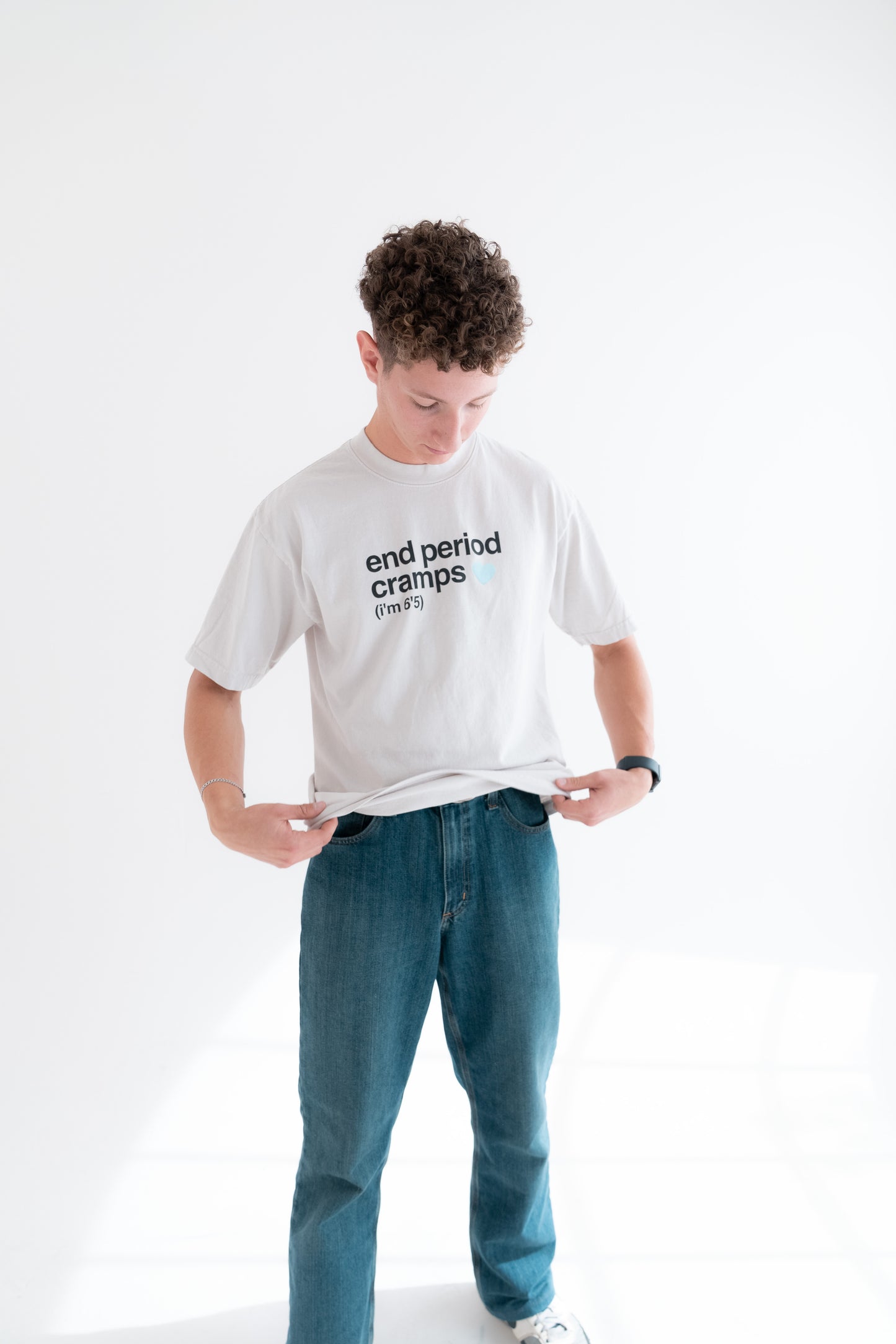 end period cramps cement tee (blue heart)