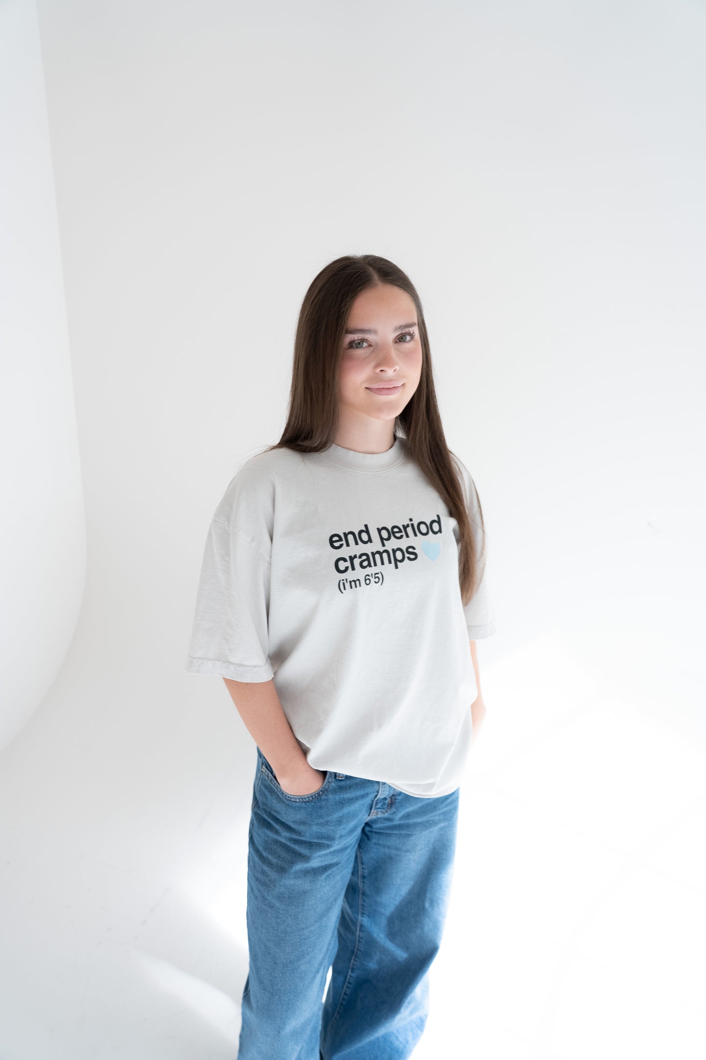 end period cramps cement tee (blue heart)