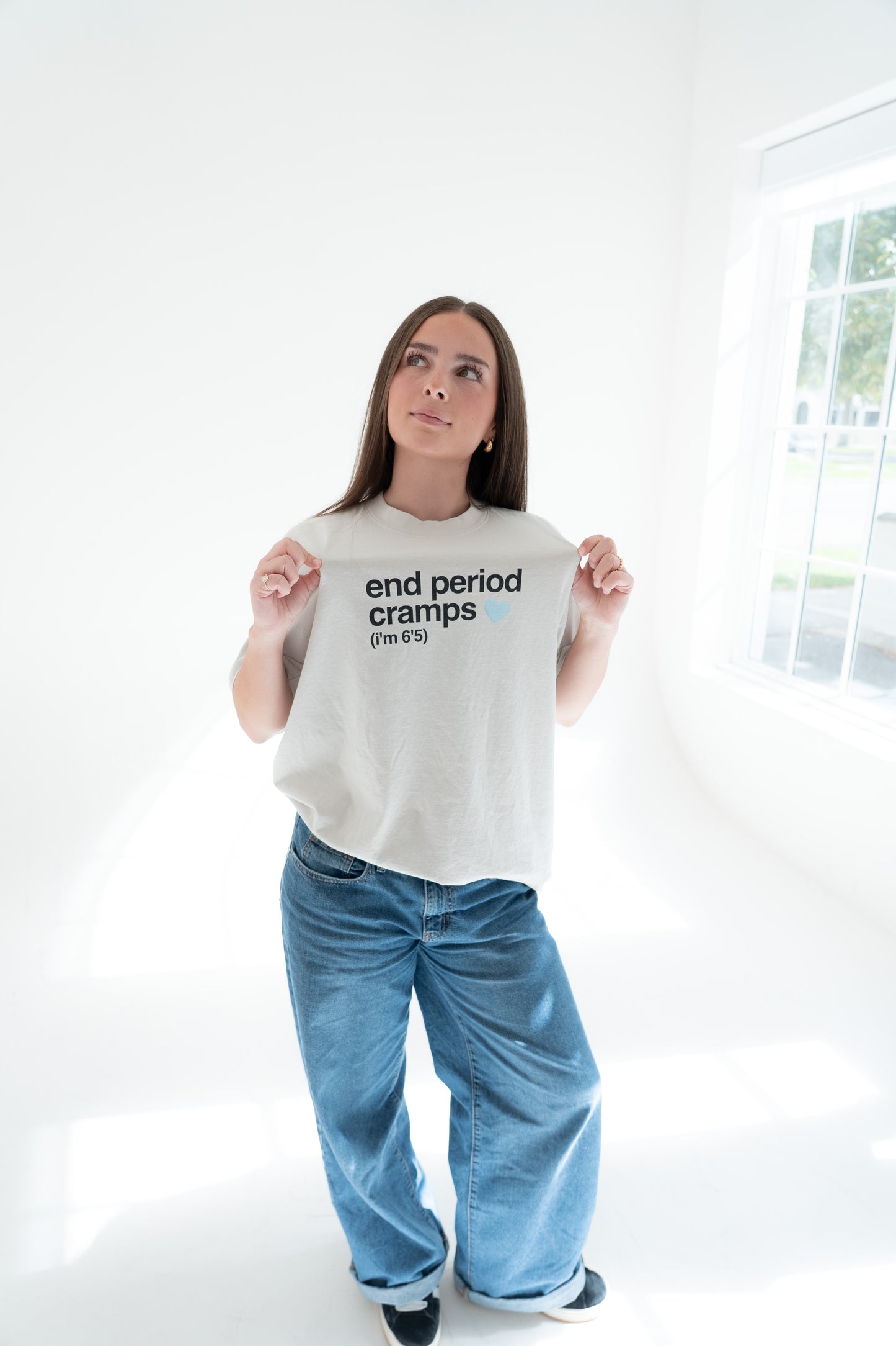 end period cramps cement tee (blue heart)