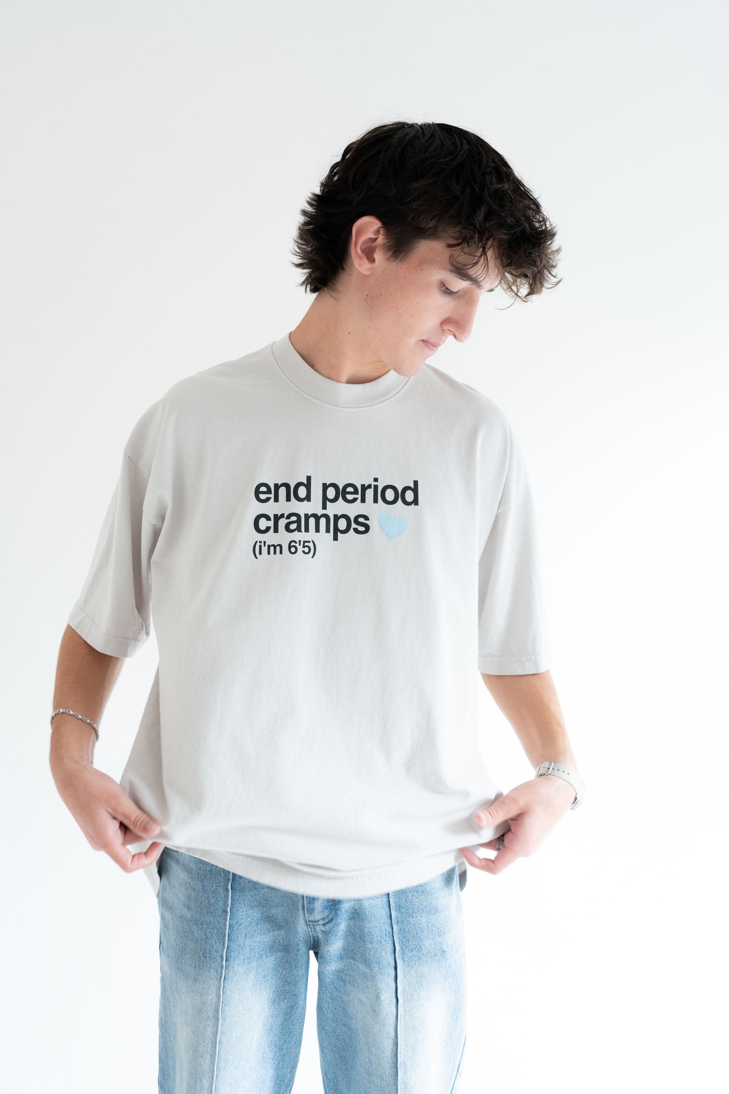 end period cramps cement tee (blue heart)