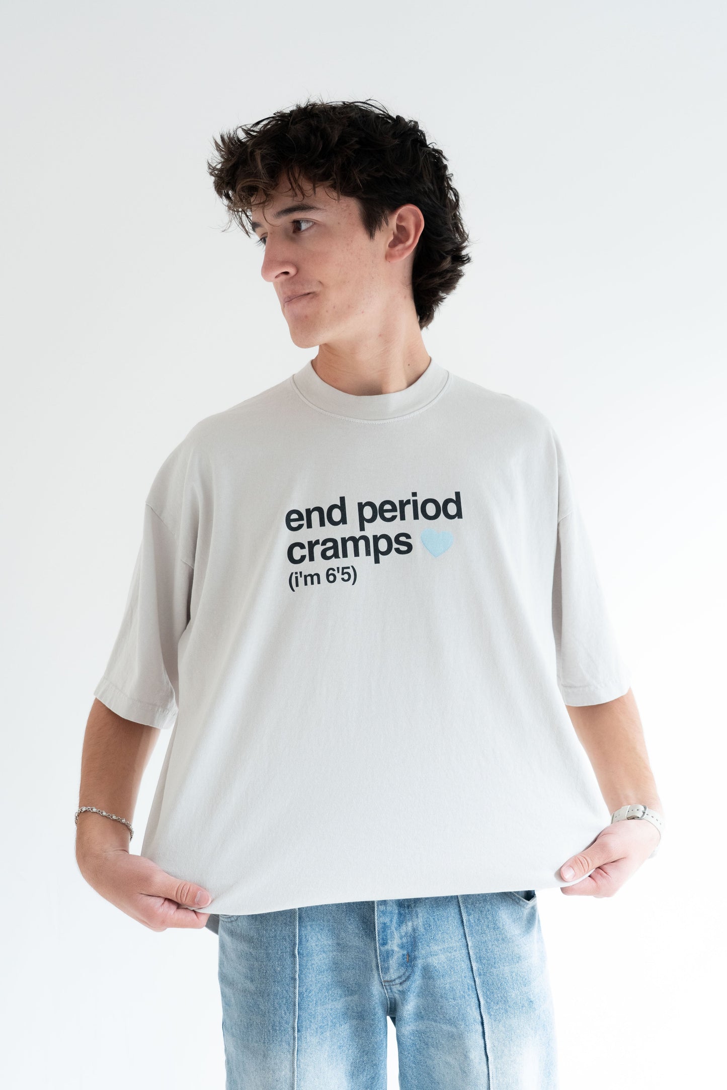 end period cramps cement tee (blue heart)